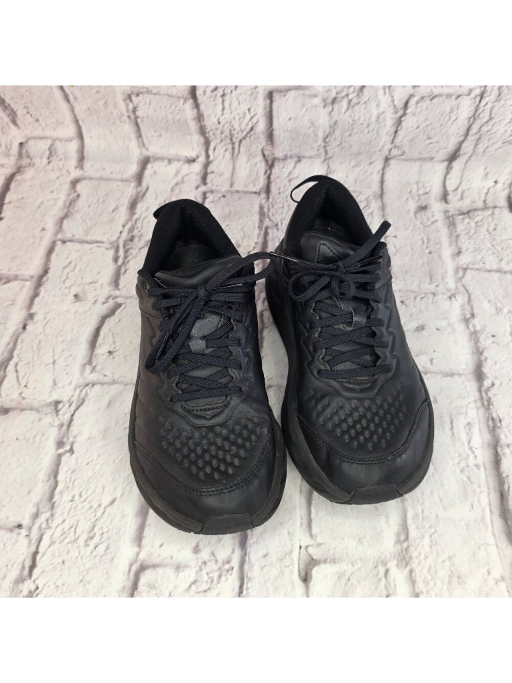 Hoka One One Bondi SR Womens Sz 9 Wide Black Slip Resistant Leather Shoes 111052